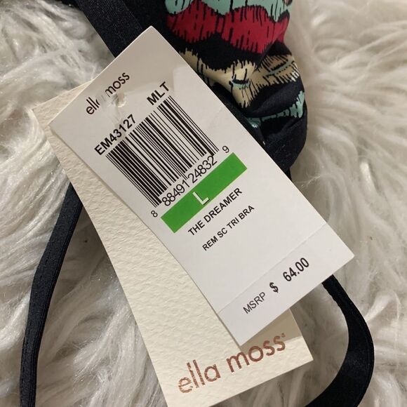 🟢 3for $20 ELLA MOSS The Dreamer multicolor bikini top removable pad NWT sz L - Picture 11 of 11